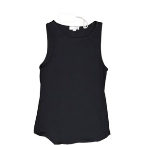 NWT VINCE Stretch Rib Tank Top Black L /Scoop Neck Minimalist Knit